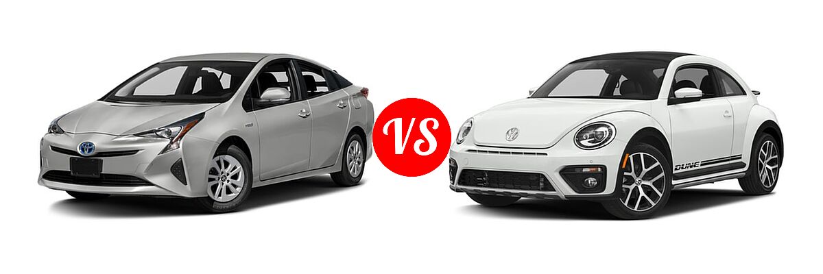 2016 Toyota Prius Hatchback Four / Three / Two vs. 2016 Volkswagen Beetle Hatchback 1.8T Dune - Front Left Comparison