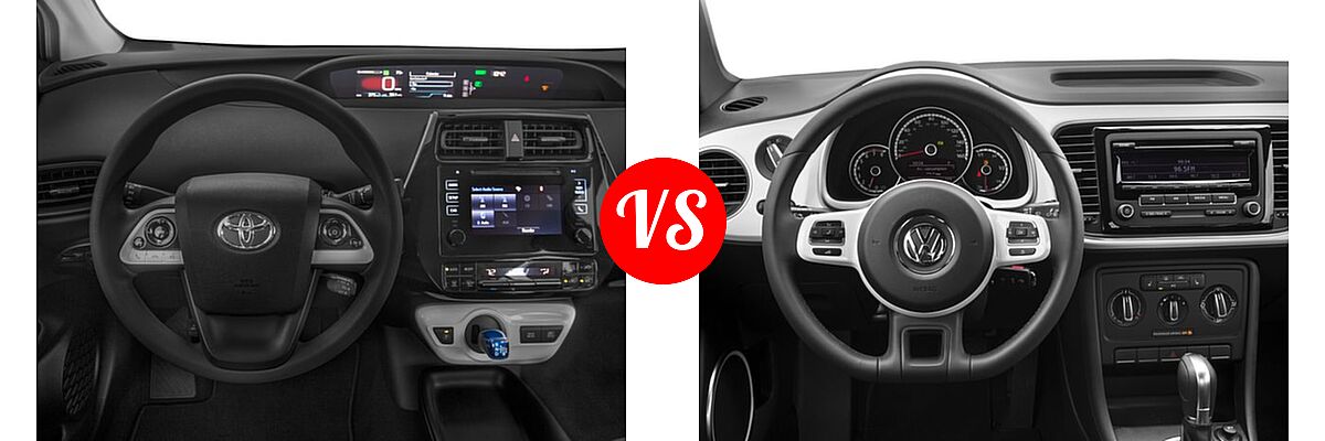 2016 Toyota Prius Hatchback Four / Three / Two vs. 2016 Volkswagen Beetle Hatchback 1.8T S / 1.8T SE / 1.8T SEL / 1.8T Wolfsburg Edition / 2.0T R-Line SE / 2.0T R-Line SEL - Dashboard Comparison