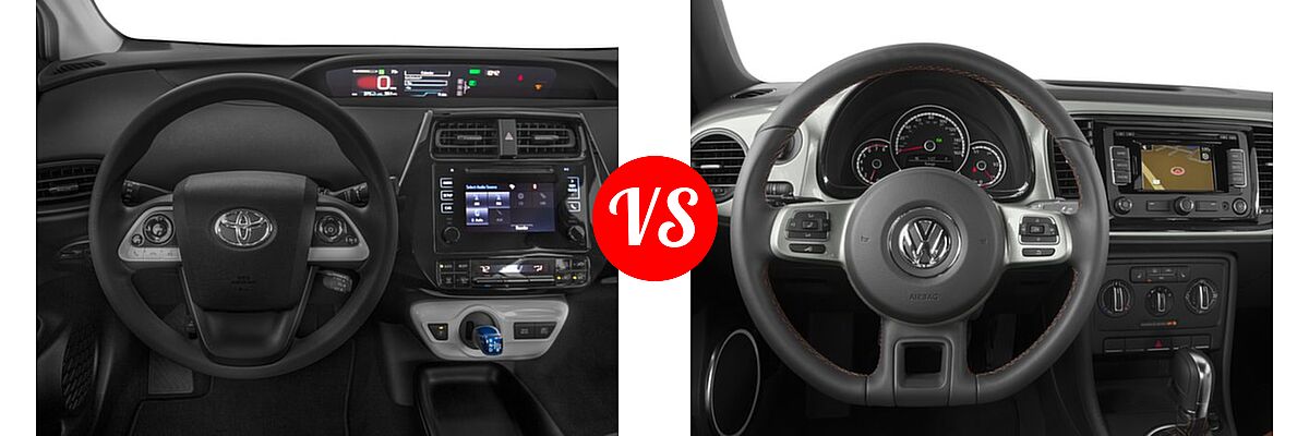 2016 Toyota Prius Hatchback Four / Three / Two vs. 2016 Volkswagen Beetle Hatchback 1.8T Classic - Dashboard Comparison