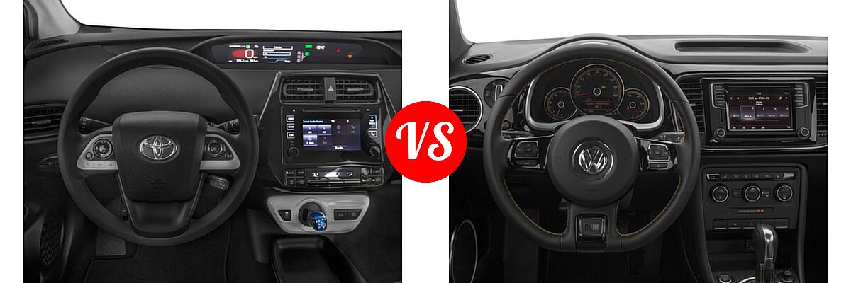 2016 Toyota Prius Hatchback Four / Three / Two vs. 2016 Volkswagen Beetle Hatchback 1.8T Dune - Dashboard Comparison