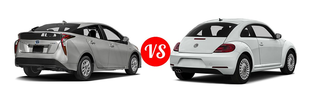 2016 Toyota Prius Hatchback Four / Three / Two vs. 2016 Volkswagen Beetle Hatchback 1.8T S / 1.8T SE / 1.8T SEL / 1.8T Wolfsburg Edition / 2.0T R-Line SE / 2.0T R-Line SEL - Rear Right Comparison