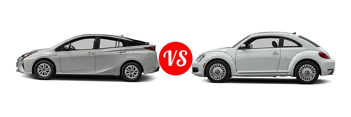 2016 Toyota Prius Hatchback Four / Three / Two vs. 2016 Volkswagen Beetle Hatchback 1.8T S / 1.8T SE / 1.8T SEL / 1.8T Wolfsburg Edition / 2.0T R-Line SE / 2.0T R-Line SEL - Side Comparison