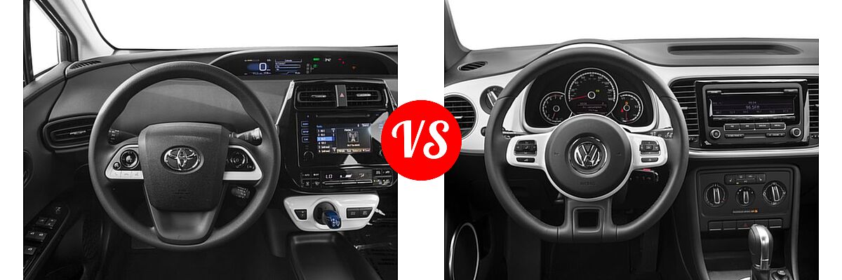 2016 Toyota Prius Hatchback Two Eco vs. 2016 Volkswagen Beetle Hatchback 1.8T S / 1.8T SE / 1.8T SEL / 1.8T Wolfsburg Edition / 2.0T R-Line SE / 2.0T R-Line SEL - Dashboard Comparison