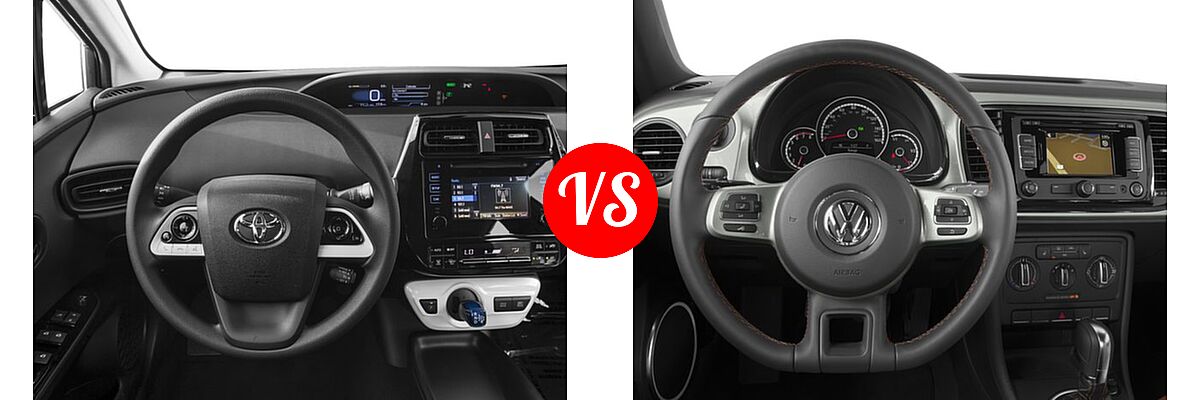 2016 Toyota Prius Hatchback Two Eco vs. 2016 Volkswagen Beetle Hatchback 1.8T Classic - Dashboard Comparison