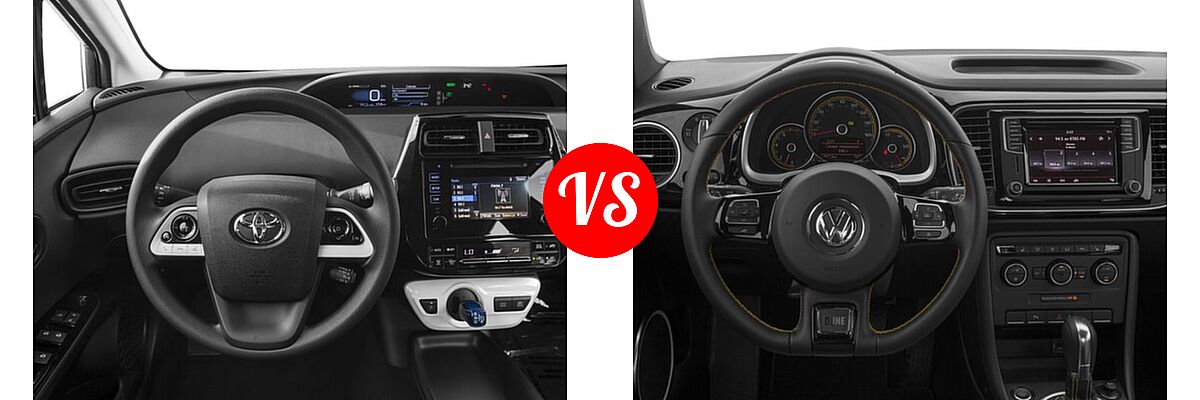 2016 Toyota Prius Hatchback Two Eco vs. 2016 Volkswagen Beetle Hatchback 1.8T Dune - Dashboard Comparison
