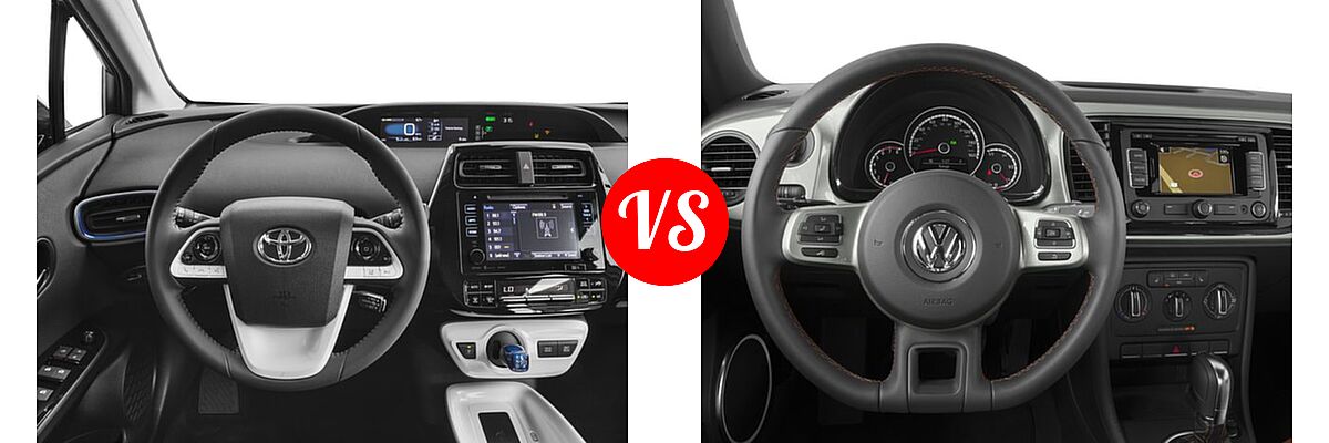 2016 Toyota Prius Hatchback Four Touring / Three Touring vs. 2016 Volkswagen Beetle Hatchback 1.8T Classic - Dashboard Comparison
