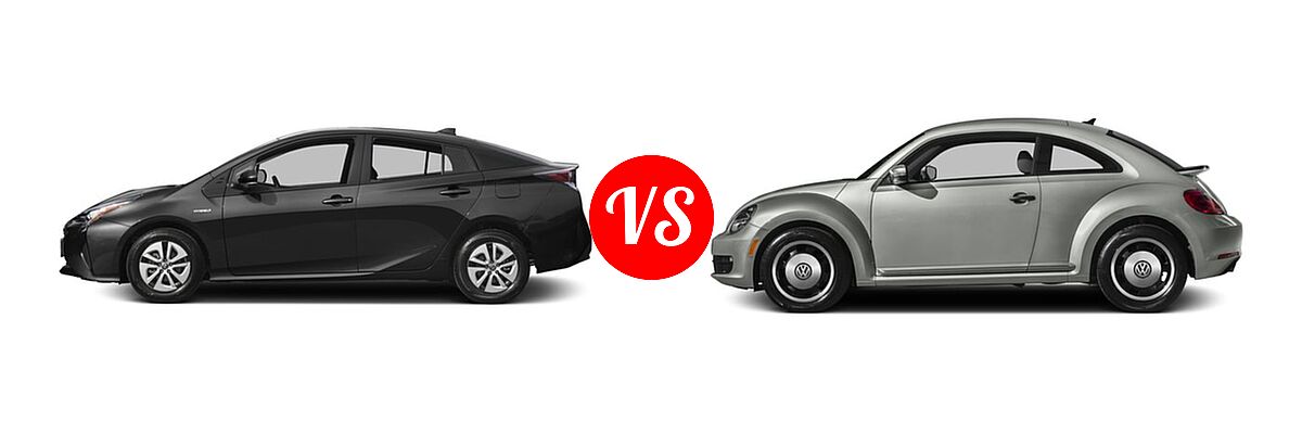 2016 Toyota Prius Hatchback Two Eco vs. 2016 Volkswagen Beetle Hatchback 1.8T Classic - Side Comparison