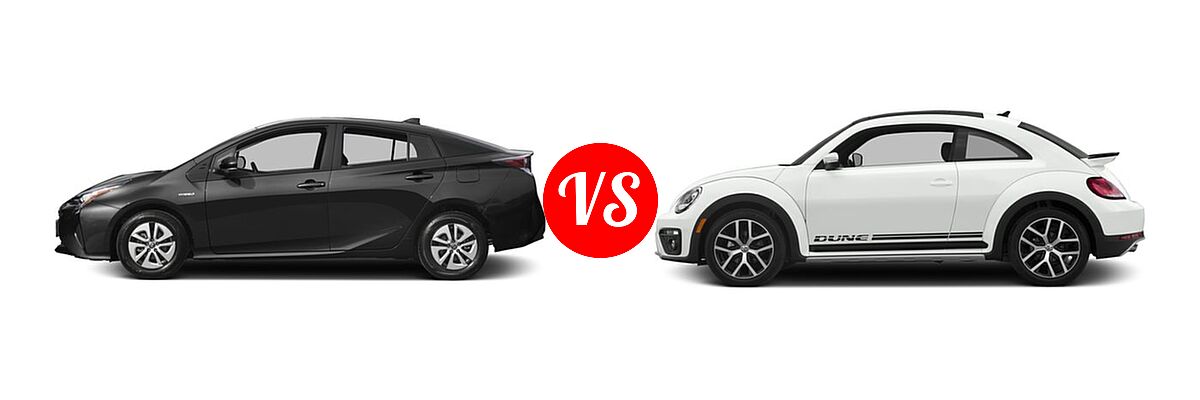 2016 Toyota Prius Hatchback Two Eco vs. 2016 Volkswagen Beetle Hatchback 1.8T Dune - Side Comparison