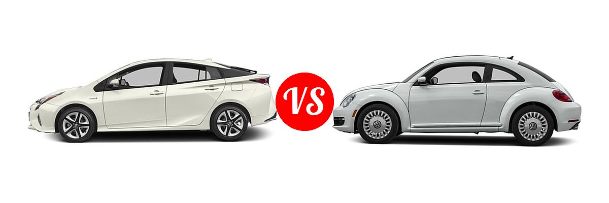 2016 Toyota Prius Hatchback Four Touring / Three Touring vs. 2016 Volkswagen Beetle Hatchback 1.8T S / 1.8T SE / 1.8T SEL / 1.8T Wolfsburg Edition / 2.0T R-Line SE / 2.0T R-Line SEL - Side Comparison