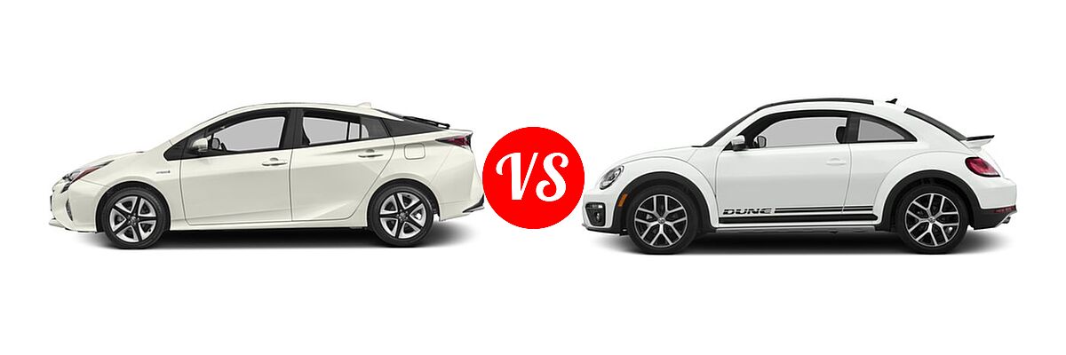 2016 Toyota Prius Hatchback Four Touring / Three Touring vs. 2016 Volkswagen Beetle Hatchback 1.8T Dune - Side Comparison