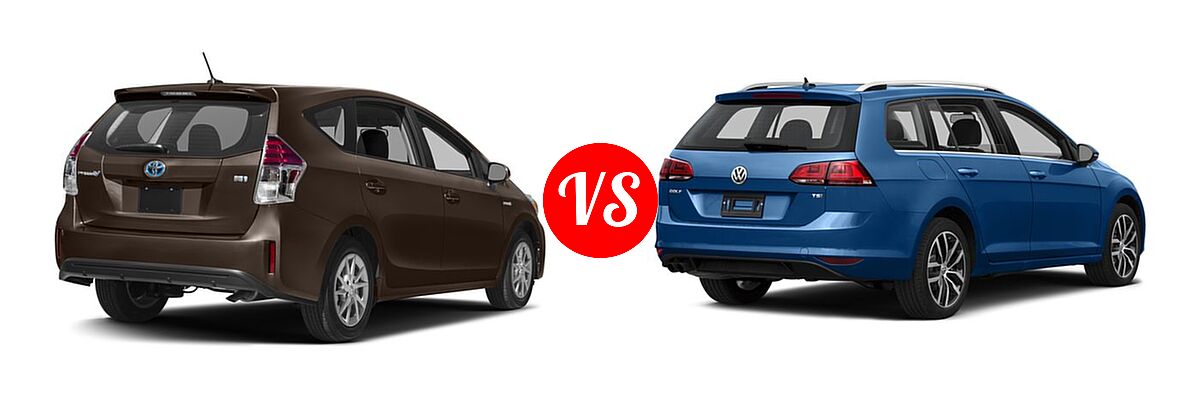 2016 Toyota Prius v Wagon Four / Three vs. 2016 Volkswagen Golf SportWagen Wagon TSI Limited Edition / TSI S / TSI SE / TSI SEL - Rear Right Comparison