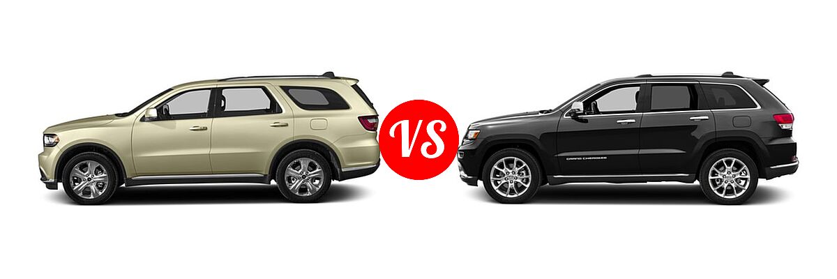2016 Dodge Durango SUV Limited / SXT vs. 2016 Jeep Grand Cherokee SUV Summit - Side Comparison