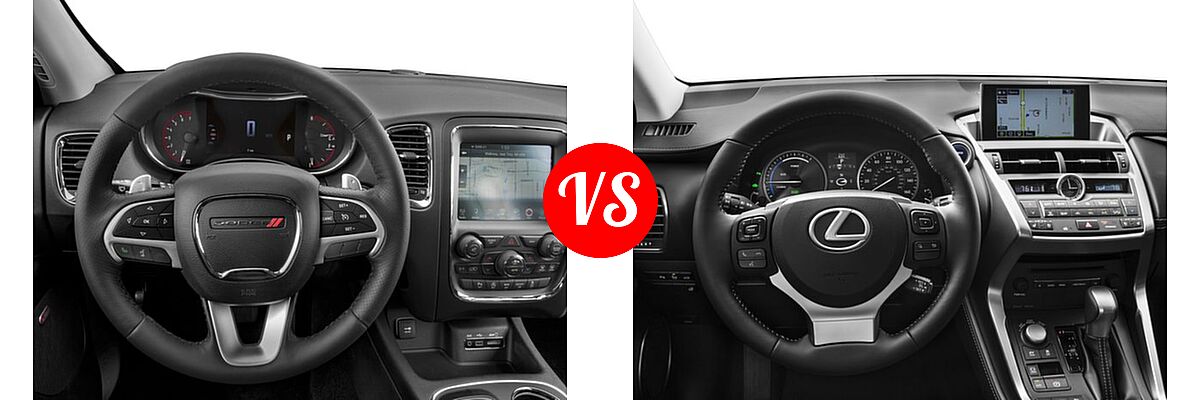 2016 Dodge Durango SUV Citadel / Citadel Anodized Platinum vs. 2016 Lexus NX 300h SUV AWD 4dr / FWD 4dr - Dashboard Comparison