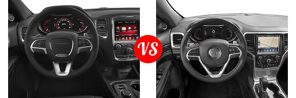 2016 Dodge Durango SUV R/T vs. 2016 Jeep Grand Cherokee SUV High Altitude / Overland - Dashboard Comparison
