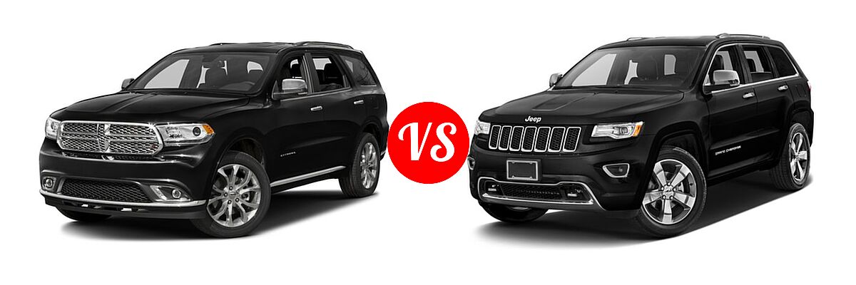 2016 Dodge Durango SUV Citadel / Citadel Anodized Platinum vs. 2016 Jeep Grand Cherokee SUV High Altitude / Overland - Front Left Comparison