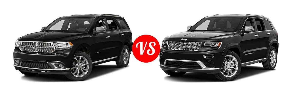 2016 Dodge Durango SUV Citadel / Citadel Anodized Platinum vs. 2016 Jeep Grand Cherokee SUV Summit - Front Left Comparison
