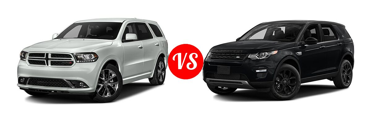 2016 Dodge Durango SUV R/T vs. 2016 Land Rover Discovery Sport SUV HSE / HSE LUX / SE - Front Left Comparison