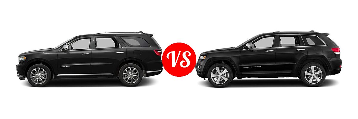 2016 Dodge Durango SUV Citadel / Citadel Anodized Platinum vs. 2016 Jeep Grand Cherokee SUV High Altitude / Overland - Side Comparison