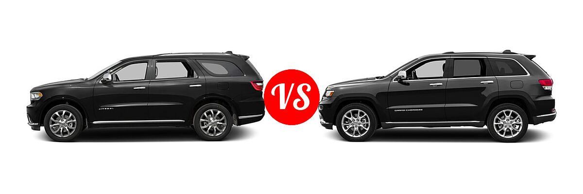 2016 Dodge Durango SUV Citadel / Citadel Anodized Platinum vs. 2016 Jeep Grand Cherokee SUV Summit - Side Comparison