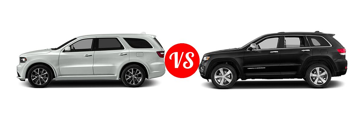 2016 Dodge Durango SUV R/T vs. 2016 Jeep Grand Cherokee SUV High Altitude / Overland - Side Comparison