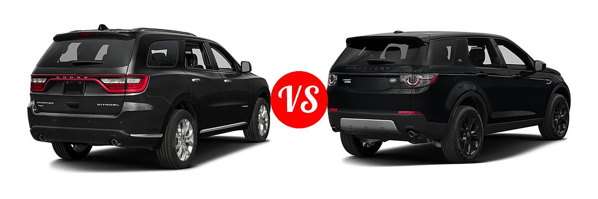 2016 Dodge Durango SUV Citadel / Citadel Anodized Platinum vs. 2016 Land Rover Discovery Sport SUV HSE / HSE LUX / SE - Rear Right Comparison