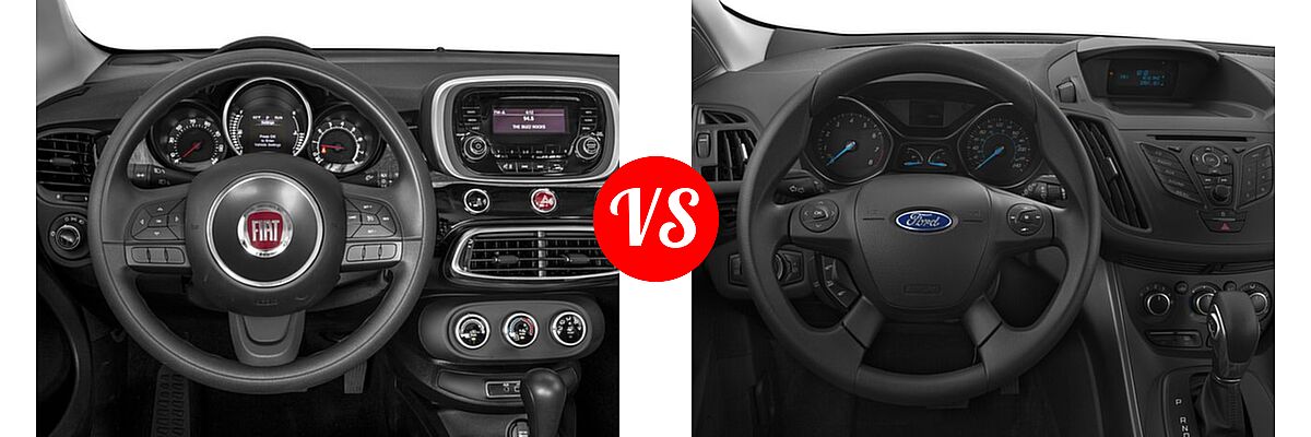 2016 FIAT 500X SUV Easy / Lounge / Pop / Trekking / Trekking Plus vs. 2016 Ford Escape SUV S / SE - Dashboard Comparison