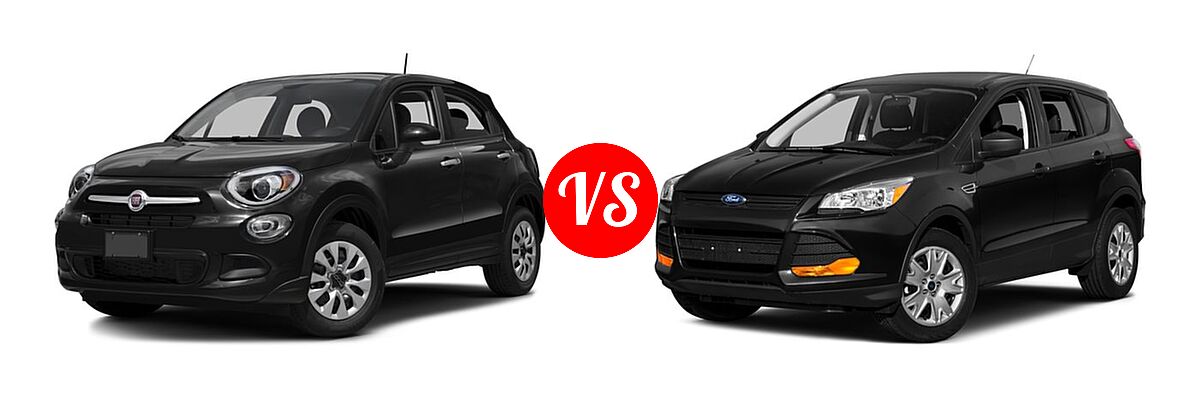2016 FIAT 500X SUV Easy / Lounge / Pop / Trekking / Trekking Plus vs. 2016 Ford Escape SUV S / SE - Front Left Comparison