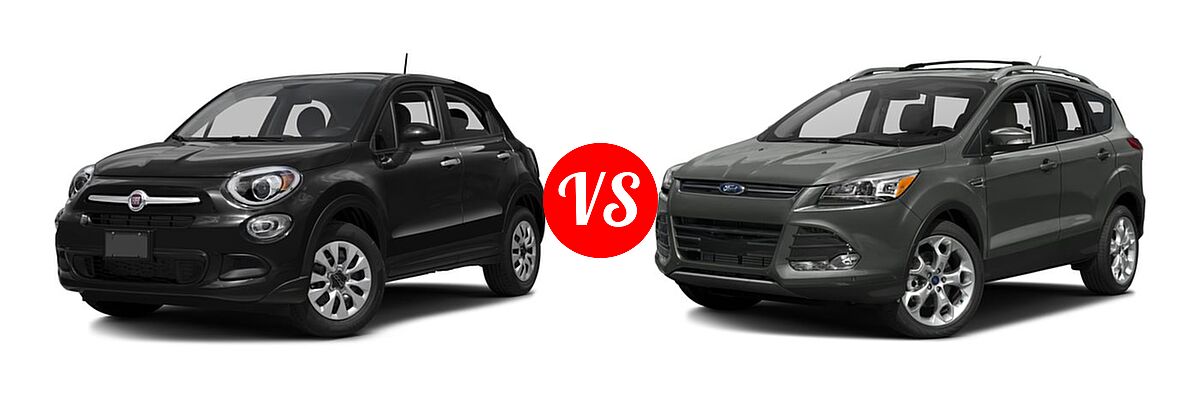 2016 FIAT 500X SUV Easy / Lounge / Pop / Trekking / Trekking Plus vs. 2016 Ford Escape SUV Titanium - Front Left Comparison