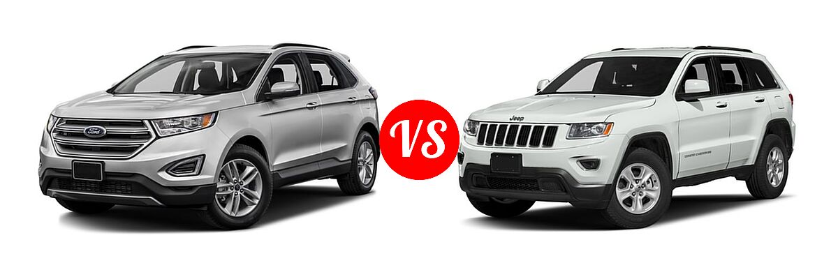 2016 Ford Edge SUV SE / SEL / Titanium vs. 2016 Jeep Grand Cherokee SUV Laredo - Front Left Comparison