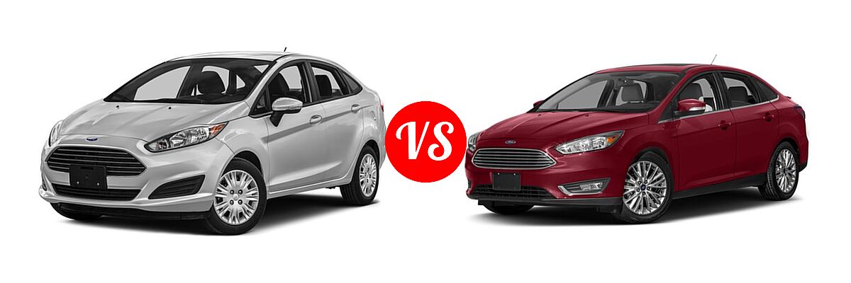 2016 Ford Fiesta Sedan S / SE vs. 2016 Ford Focus Sedan Titanium - Front Left Comparison