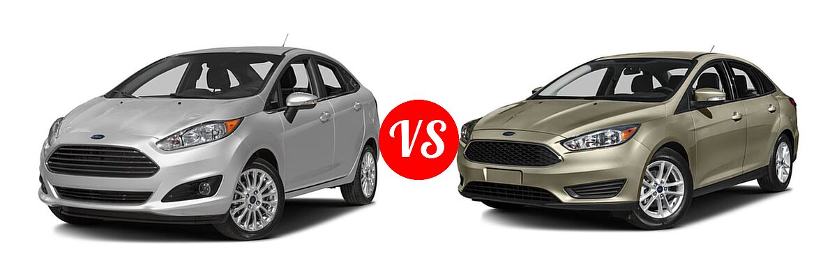 2016 Ford Fiesta Sedan Titanium vs. 2016 Ford Focus Sedan S / SE - Front Left Comparison