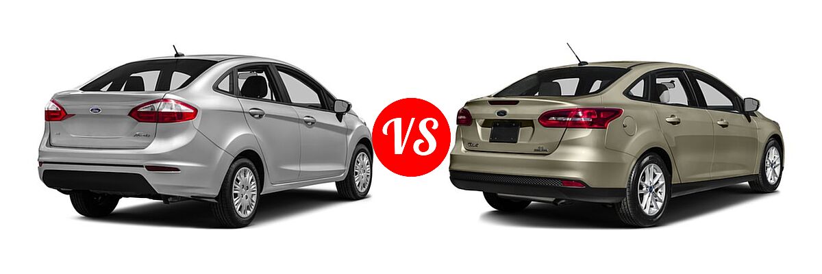 2016 Ford Fiesta Sedan S / SE vs. 2016 Ford Focus Sedan S / SE - Rear Right Comparison
