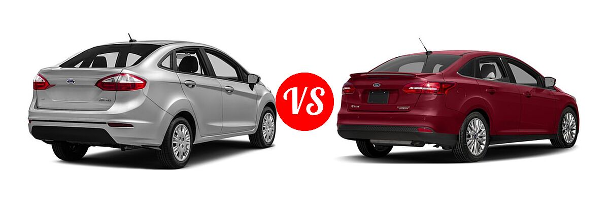 2016 Ford Fiesta Sedan S / SE vs. 2016 Ford Focus Sedan Titanium - Rear Right Comparison
