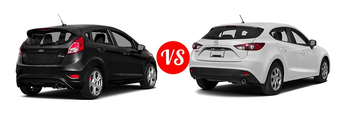 2016 Ford Fiesta ST Hatchback ST vs. 2016 Mazda 3 Hatchback i Sport - Rear Right Comparison