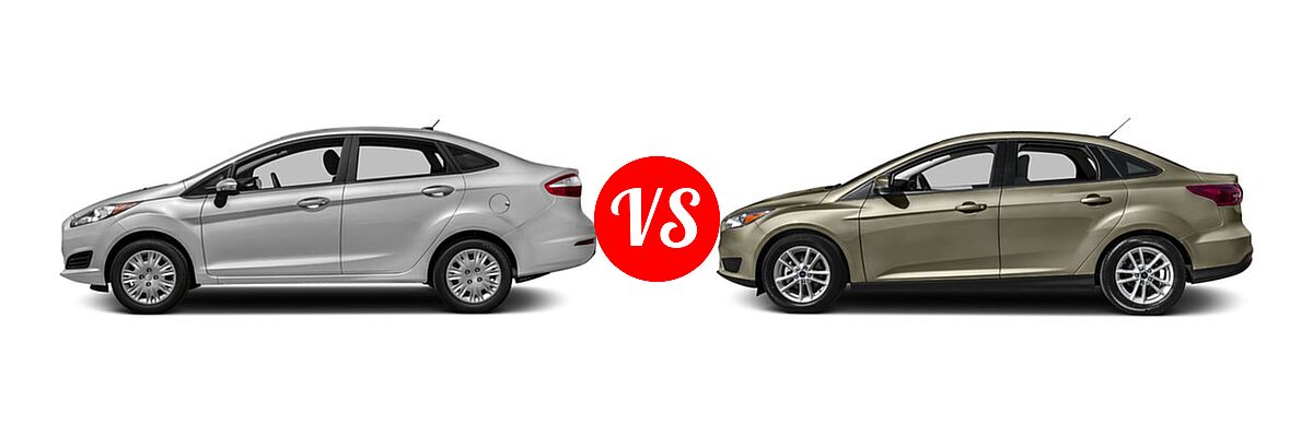 2016 Ford Fiesta Sedan S / SE vs. 2016 Ford Focus Sedan S / SE - Side Comparison