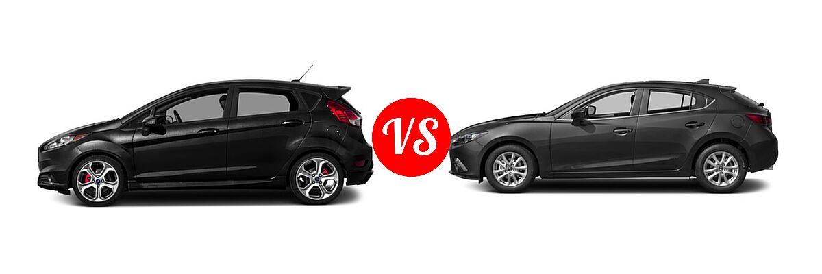 2016 Ford Fiesta ST Hatchback ST vs. 2016 Mazda 3 Hatchback i Touring / s Touring - Side Comparison