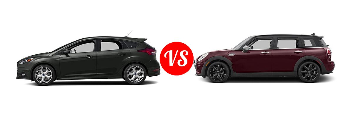 2016 Ford Focus ST Hatchback ST vs. 2016 MINI Cooper Clubman Hatchback S - Side Comparison