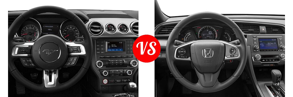 2016 Ford Mustang Coupe GT / GT Premium vs. 2016 Honda Civic Coupe LX - Dashboard Comparison