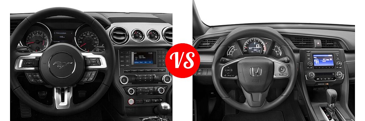 2016 Ford Mustang Coupe GT / GT Premium vs. 2016 Honda Civic Coupe LX-P - Dashboard Comparison