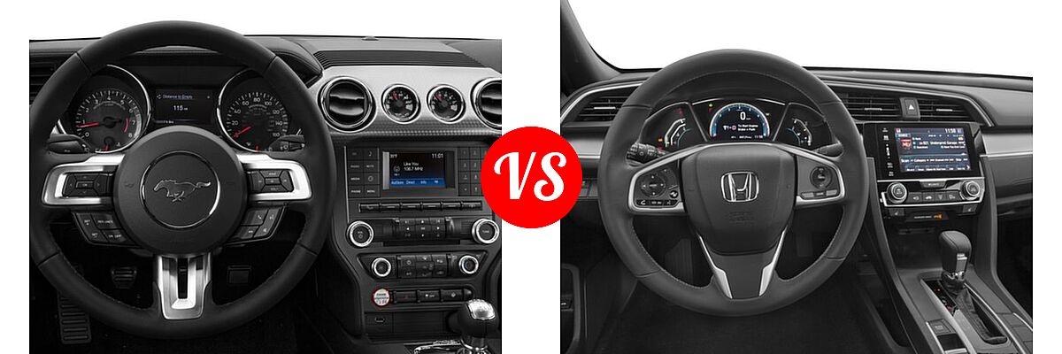 2016 Ford Mustang Coupe GT / GT Premium vs. 2016 Honda Civic Coupe EX-L - Dashboard Comparison