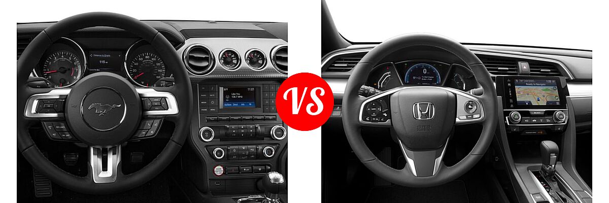 2016 Ford Mustang Coupe GT / GT Premium vs. 2016 Honda Civic Coupe Touring - Dashboard Comparison