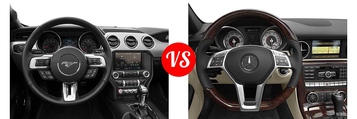 2016 Ford Mustang Convertible GT Premium vs. 2016 Mercedes-Benz SLK-Class Convertible SLK 300 - Dashboard Comparison