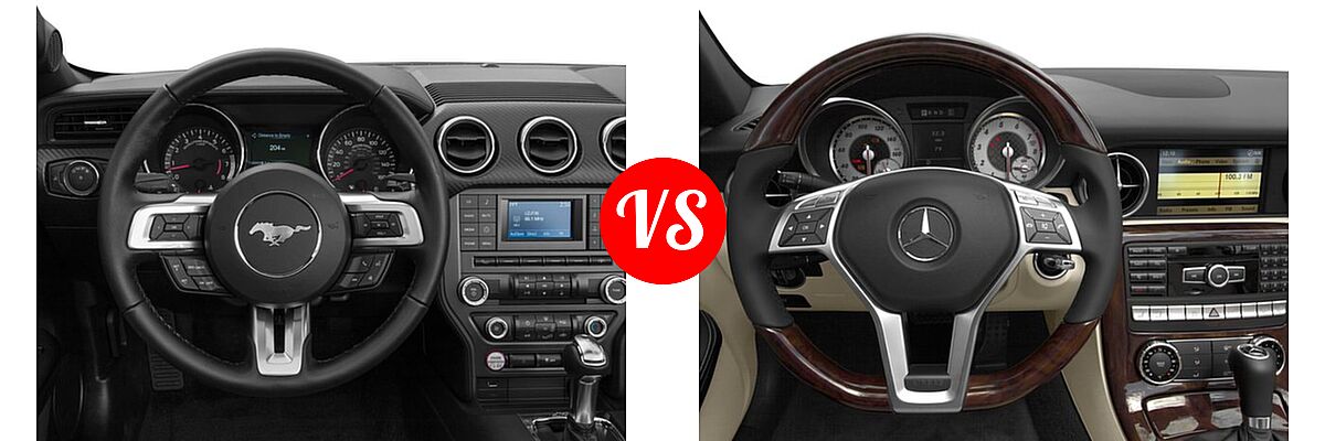 2016 Ford Mustang Convertible EcoBoost Premium / V6 vs. 2016 Mercedes-Benz SLK-Class Convertible SLK 300 - Dashboard Comparison