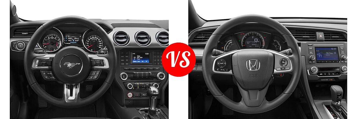 2016 Ford Mustang Coupe EcoBoost / EcoBoost Premium / V6 vs. 2016 Honda Civic Coupe LX - Dashboard Comparison
