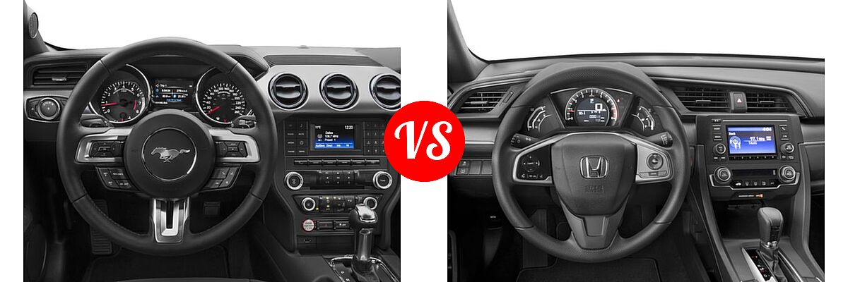 2016 Ford Mustang Coupe EcoBoost / EcoBoost Premium / V6 vs. 2016 Honda Civic Coupe LX-P - Dashboard Comparison