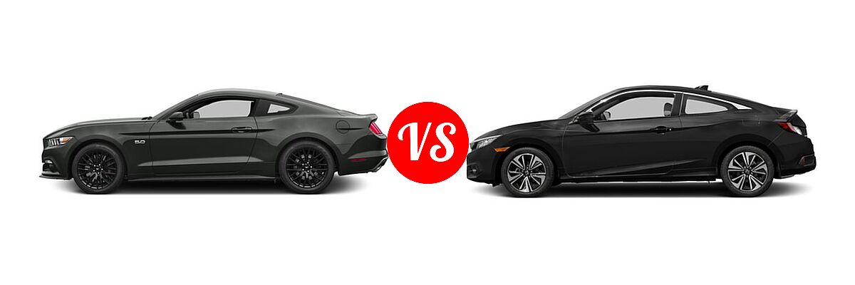 2016 Ford Mustang Coupe GT / GT Premium vs. 2016 Honda Civic Coupe EX-T - Side Comparison