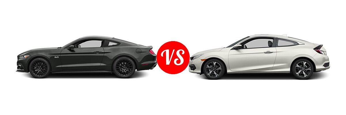 2016 Ford Mustang Coupe GT / GT Premium vs. 2016 Honda Civic Coupe Touring - Side Comparison