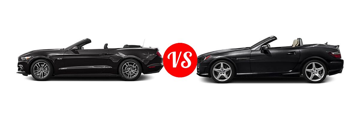 2016 Ford Mustang Convertible GT Premium vs. 2016 Mercedes-Benz SLK-Class Convertible SLK 300 - Side Comparison