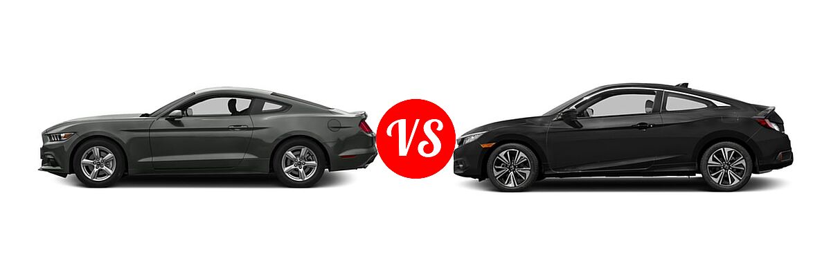 2016 Ford Mustang Coupe EcoBoost / EcoBoost Premium / V6 vs. 2016 Honda Civic Coupe EX-T - Side Comparison