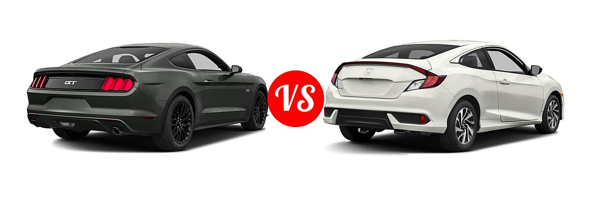 2016 Ford Mustang Coupe GT / GT Premium vs. 2016 Honda Civic Coupe LX - Rear Right Comparison